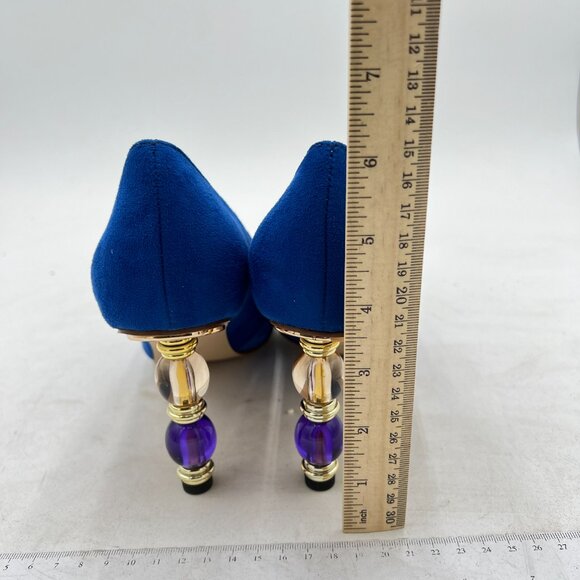 FOWT Navy Rainbow Wave Pattern Pointed Toe Party Pumps Jewelry High Heel Shoes - Picture 4 of 7